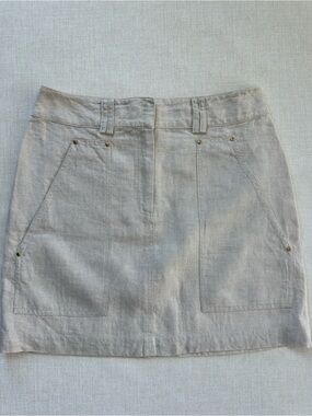 Women's Beige Linen-Blend Skirt